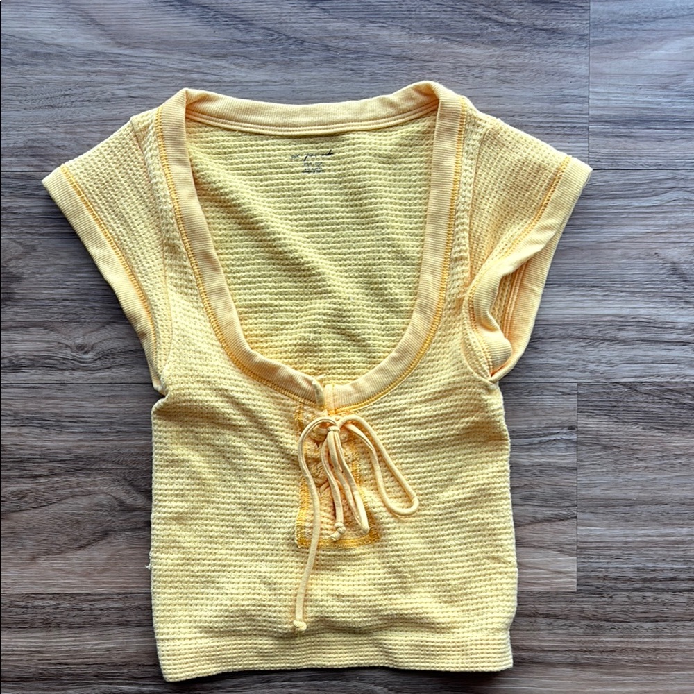 Out from under Yellow Cap Sleeve Ribbed Blouse